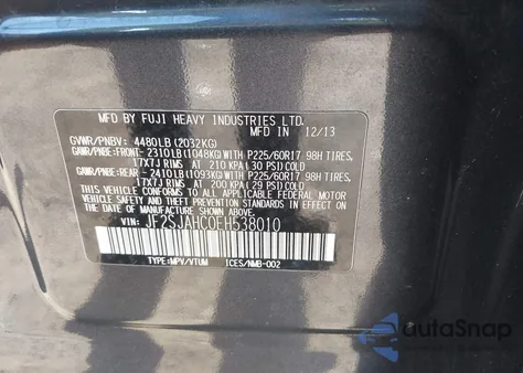 2014 Subaru Forester 2.5I Limited z USA, uszkodzony, nr VIN JF2SJAHC0EH538010